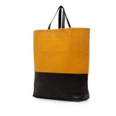 Small Bicolor Suede and Calfskin Vertical Cabas Tote